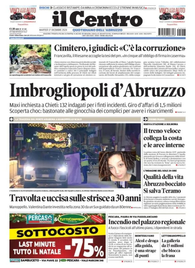 Prima-pagina-il centro-oggi-edizione-del-2024-12-17